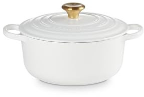 Le Creuset Signature 20 GLD Enameled Cast Iron Round Casserole Dish, White
