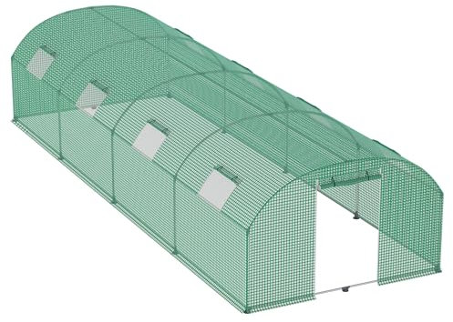PEILU Invernadero para exteriores de 3 x 8 x 2 m, marco de acero galvanizado, lona resistente al invierno, con puerta y ventana, resistente al invierno, invernaderos, jardinería, casa de plantas para