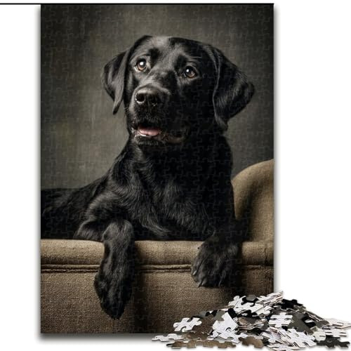 1000-teiliges Puzzle für Erwachsene Schwarzer Labrador Puzzle für Erwachsene mit 1000 Teilen Geburtstage, Feiertage und zur Heimdekoration (Größe 26x38cm)