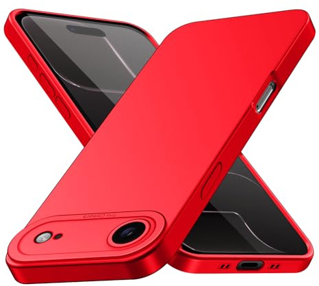 Tenphone Coque pour iPhone 17 Air (6,5), Étui de Protection Antichoc en Silicone TPU Souple avec Protection Caméra - Rouge
