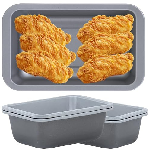 Air Fryer Rectangular Dishes Mini 16.5cm Non-Stick Low Carbon Steel for Cooking, Roasting & Baking (Set of 2)