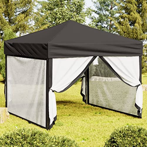 Partyzelt Faltbar mit Seitenwänden Anthrazit 3x3 m, Wasserdichtes 210D Oxford-Gewebe, Robuster Stahlrahmen, UV-Schutz, Outdoor Pavillon für Garten, Terrasse, Camping