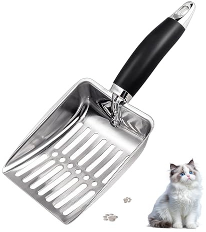 soodyoow Pelle à litière pour Chat, Pelle Litiere Chat en Acier Inoxydable, Pelle a Litiere Chat, Facile à Nettoyer, Durable, Robuste, pour Bac à litière - Noir