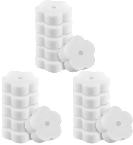 TOGEVAL Lot de 18 Éponges Filtrantes Blanches en Forme de Fleur Absorbantes Réutilisables pour Piscine Spa et Bain à Remous Filtre Anti-Huile Microporeux pour Élimination des Résidus