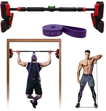 Kapler Barre de Traction pour Cadre de Porte sans Vis, Réglable : avec Verrouillage 360° et Charge jusqu’à 200 kg – Barre de Traction Fitness pour la Maison