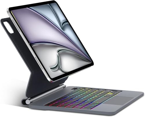 NeoMagic Keyboard für iPad Air 11 Zoll (M4 2026/M3 2025/M2 2024)/Pro 11 | Magic Beleuchtung Tastatur mit Trackpad und Magnetischer Ständer für iPad Pro 11 4th/3rd/2nd/1st Gen und Air 5/4 Gen, Schwarz