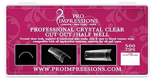 Pro Impressions 100-Piece Advance Crystal Clear Cut Out/Half Well Nail Tips Set