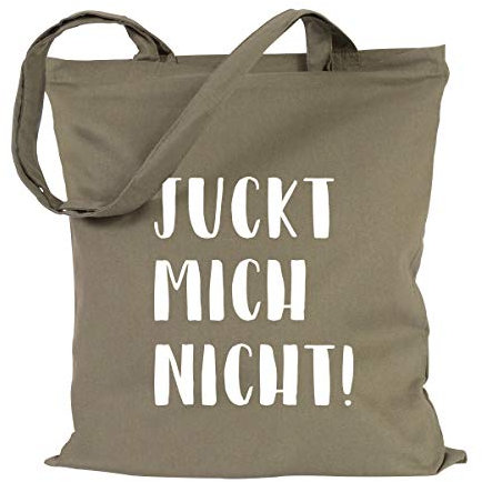 JUNIWORDS Jutebeutel, Wähle ein Motiv & Farbe, Juckt mich nicht! (Beutel: Khaki, Text: Weiß)