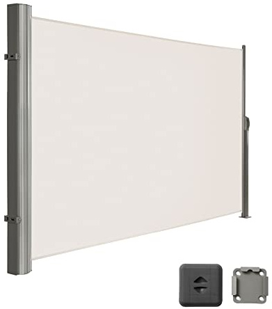 LARMNEE 160 x 300 cm (H x L) Store latéral, Brise-Vue Rétractable pour Jardin, Balcon, Terrasse, Auvent Latéral, Pare-Soleil, Beige EBE163BP02