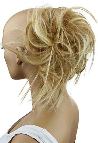 CAISHA Jumbo Haarteil Haargummi Dutt Flora Hochsteckfrisuren Brautfrisuren Natürlich Gewellt Unordentlich DM17cm Blond Mix G20F