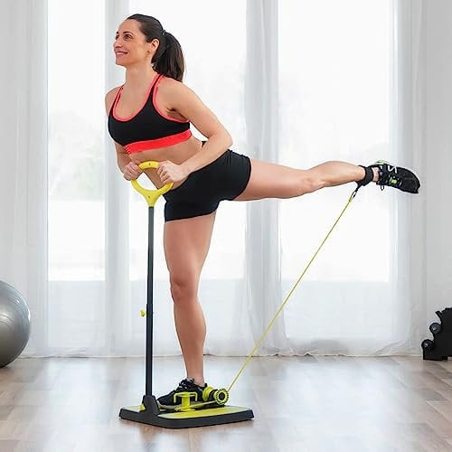 InnovaGoods Unisex Erwachsene 4899888117209 Fitness Plattform für Beine und Po mit Übungsanweisungen, Schwarz/Gelb, 29 x 103 x 39 cm