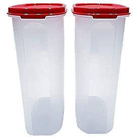 Tupperware Contenitori di forma ovale in plastica mm con tappo(2,3 l, rosso e bianco) - set di 2