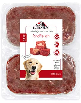 TACKENBERG Barf Rindfleisch für Hunde 14 x 500 g (7kg) - leckeres Frostfleisch als Hundefutter in Premiumqualität - geeignetes Gefrierfutter für deinen Vierbeiner - ohne Zusatzstoffe