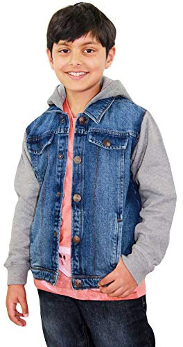 A2Z 4 Kids Boys Denim Jacket Fleece Long Sleeves Button Closure Hooded Coat - Boys Denim Jacket JK15 Dark Blue 3-4