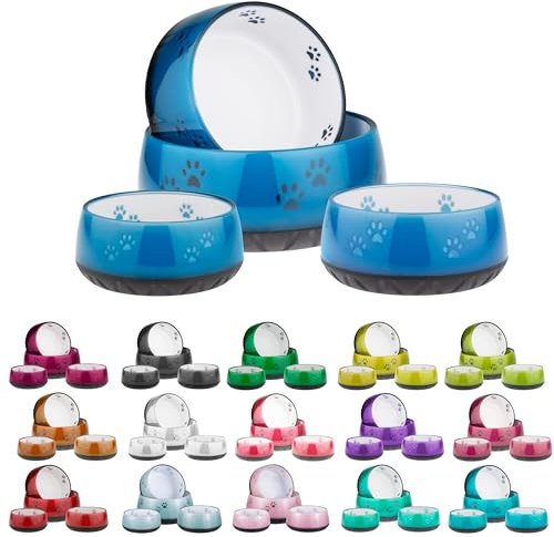 EHASO Hundenapf mit Pfötchen - Futter- und Trinknapf für kleine und große Hunde (1000ml, Hellblau)