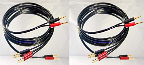 QED Profile 79 Strand Black Speaker Cable 6 Metre Pair, Two Cables Terminated With Gold Plated 4mm Banana Plugs On All Ends 8 Plugs In Total