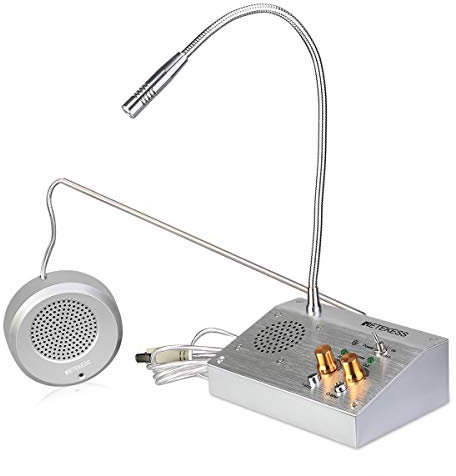 Retekess TW103 Système de Haut-parleurs de Fenêtre Système d'Interphone Bancaire, 2W Double Voie Microphone de fenêtre, pour Points de Contrôle d'immigration, Banque Bureau