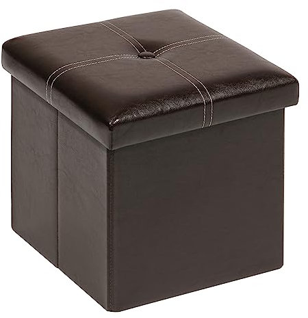 Bonlife Sitzhocker mit Stauraum, klappbare Hocker Klein, Für Schlafzimmer, Wohnzimmer, Flur, 30x30x30cm, Braun