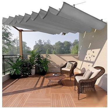 Einziehbare Wellenüberdachung, Pergola-Abdeckung, Sonnenschutz, Belüftung, Dekoration, Dach, Sonnensegel, Outdoor-Carport, Café, Terrasse, Garten, Markise, anpassbar (1 x 9 m)
