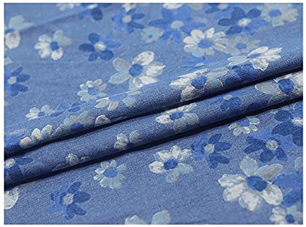 MaJu Baumwolle Blumen Jacquard Jeans Stoff Gewaschener Jeansstoff Nähmaterial Heimtextilien zum Nähen Von Anzughosen Bekleidungszubehör(Breite: 150 cm)(Size:3 m,Color:Hellblau)