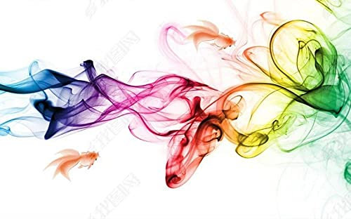 QEETapete Papier Peint Panoramique Fumée Colorée Papier Peint Nature Intissé Murale Chambre Salon,250x175cm