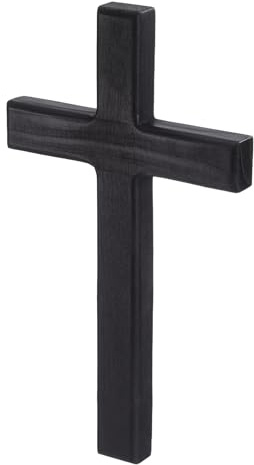 BESPORTBLE Wooden Cross for Wall: 11 Inch Hanging Large Cross, Rustic Christian & Catholic Wall Mounted Decor, Religious Wood for Home, Bedroom, Prayer Room - Party Decor (Black)