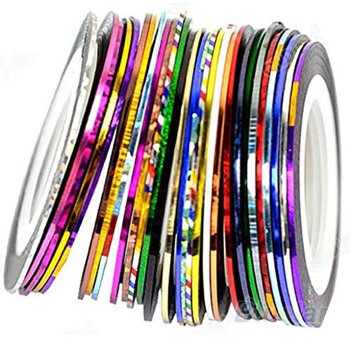 U-K 10 Color Mezclado Arte de uñas Línea Estrecha Cinta de Rayas Etiqueta DIY Decoraciones de Punta de uñas Adhesivo Pegatinas de Rayas de uñas Durable y útilPortátil y útil