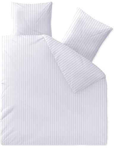 aqua-textil Nele Damast Hotel Bettwäsche Garnitur 200x200 mit 2X Kissenbezug 80x80 weiß Baumwolle Satin