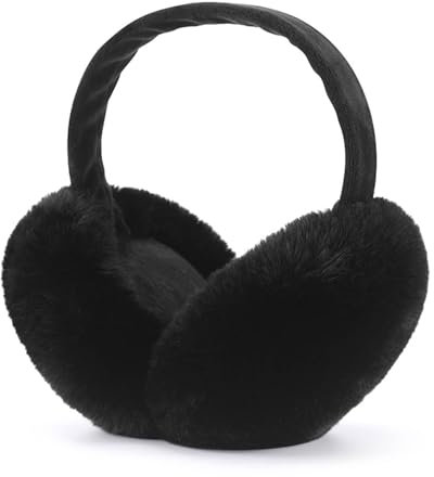 Airmoon Ohrenschützer für Frauen - Winter-Ohrenwärmer - Weiche & warme Kabelstrick-Pelz-Ohrschützer - Ohrenschützer für kaltes Wetter (Schwarz)