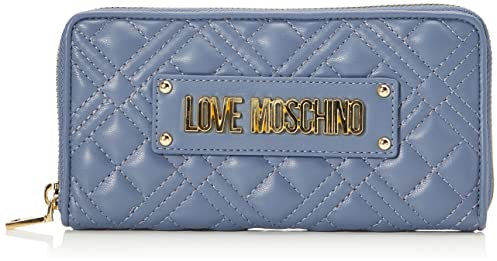 Love Moschino PORF.Quilted PU, Damen-Geldbörse, Blau Denim, Einheitsgröße