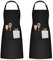 smatime 2 Stück Schürze Schwarz, VerstellbareBaumwolle Leinen Kochschürze Verstellbare Küchenschürze mit Taschen für Kochen oder Backen für Damen und Männer