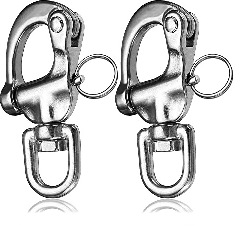 Necmetu Snap Shackle 316 Stainless Steel Swivel Shackle Sailing Halyard, Quick Release Snap Hook Boat Shackles Sailboat Hardware for Sailing Rigging Shackles (2-3/4 Inch - 2Pcs)