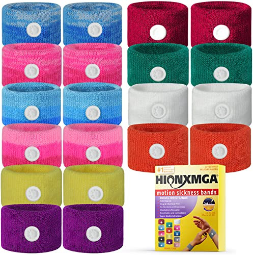 HIONXMGA 10 Paires de Bracelets Anti Nausées – Acupression Naturelle pour Mal des Transports, Nausées Matinales – Réutilisables et Confortables pour Adultes et Enfants