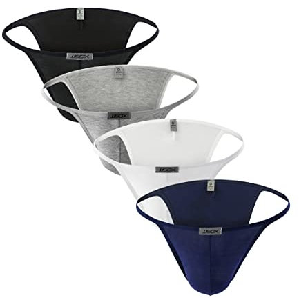 Uneihoiz Sous-vêtements super doux pour homme - Slip de bikini extensible en micro modal, Lot de 4 (noir/blanc/gris/bleu marine), S