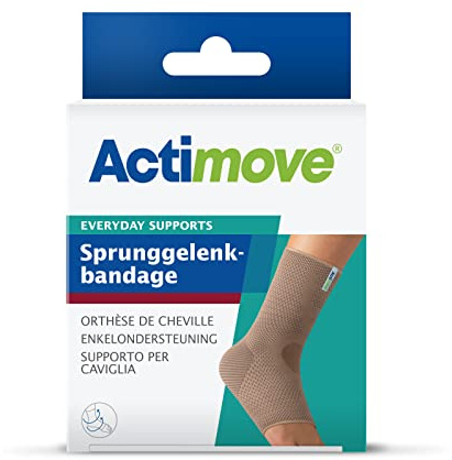 Actimove EVERYDAY SUPPORTS Sprunggelenkbandage - Slim Fit - bei degenerativen Erkrankungen und Überlastung - feste Kompression - für Knöchel - Beige, Medium