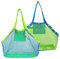 COOLGOEU Strandtasche Strandspielzeug Tasche XXL Groß für Sandspielzeug Wasserspielzeug für Kinder Aufräumsack Spielsack Badetasche Beachbag Faltbar für Familie Urlaub (Grün&Blau(2 Stück))