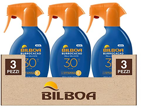 Bilboa Lippenpflegespray mit hohem Schutz, LSF 30 für empfindliche Haut mit Vitamin C und Ingwerextrakt, feuchtigkeitsspendend, nährt und schützt gesunde und gleichmäßige Bräunung, hypoallergen, 3