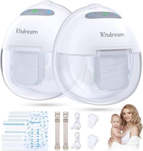 Milchpumpe Elektrisch Tragbar Freihändig Brustpumpe Elektrische Milchpumpe mit 2 Modi & 9 Stufen Handsfree GeräUscharm Electrical Breast Milk Pump Portable 24mm Weiß