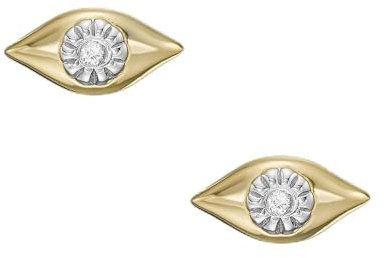 Fossil Damen Ohrringe, 14K Plated Clear Laboratory Grown Diamond Stud Earrings