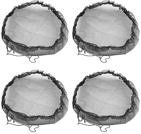4Pack Mesh Cover for Rain Barrels, Rainwater Collector Tank Net Cover, Rain Water Collection Bucket Netting with Drawstring to Keep Mosquito, Fallen Leaves Debris from Rain Barrel, 38 Inch Diameter