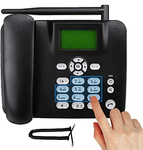 HJXGQJM GSM Home Telephone In Black,Wireless Quad Band Desk Phone, Desktop Style Phone With SIM Card Slot, Handsfree, Caller ID, For Office Hotel Landline Phones,Business