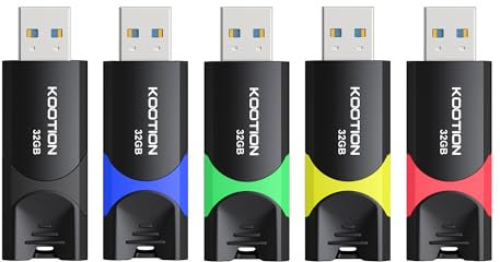 32 GB USB 3.0 Stick 5 Pack, KOOTION USB Memory Flash Drive USB 3.0 Stick 32 GB Thumb Drive USB Drive with LED Indicator for Data Storage Jump Drive (32 GB 5Pack Mixcolor)