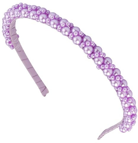 Hapdoo Cerchietto per capelli con perle viola, per donne e ragazze, grazioso cerchietto con perline e perle finte, per matrimoni e spose, accessori per capelli alla moda per compleanno