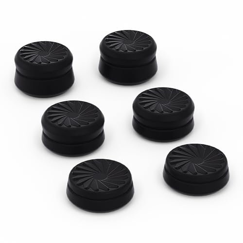 PlayVital 3 Alturas Tapas para Pulgar - Thumbstick Caps para ps5/4, para Xbox Core/One, para Elite Series 2, para Switch Pro, Cubiertas de Agarre, Diseño Antideslizante (Turbine Versión-Negro)