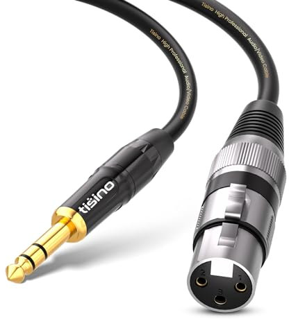 tisino Female XLR to 1/4'' TRS Microphone Cable, 6.35mm Stereo Jack to 3-pin XLR Female Balanced Interconnect Micphone Cable - 15FT
