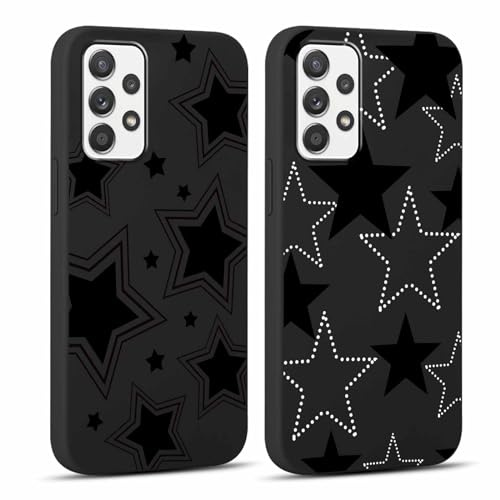 Yoedge 2 Stück Handyhülle für Samsung Galaxy A52 4G/A52 5G/A52s 5G Hülle 6,5, Stern Muster Design Frauen Mädchen Aesthetic Motiv Handyhülle Dünn Weich Schwarz Silikon Slim TPU Stoßfest Schutzhülle