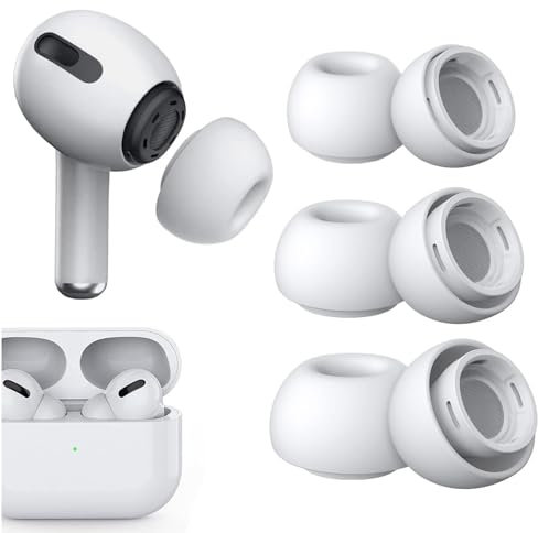 3 Pairs Replacement Earbuds for Airpods Pro and Airpods Pro 2nd Generation Silicone Earbuds with Noise Reduction Hole Fit in The Charging Case (S/M/L White)