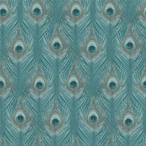 Organic Textures Peacock Feather Teal Wallpaper - Modern Contemporary Stylish - Paste The Wall Vinyl