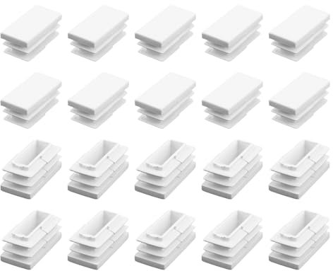METALLIXITY Embouts Rectangulaires (30 x 15 mm) - Lot de 20, Embouts de Protection en Plastique pour Tubes Rectangulaires avec Filetage - pour Pieds de Meubles, Tables, Chaises, Blancs
