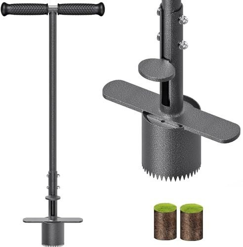 Dolibest Sod Plugger, Turf Cutter and Grass Plugger Tool with Dual Pedals, Sharp Serrations, and Non-Slip Soft Rubber Grip Handle, Perfect for Zoysia, Bermuda and More (Upgrade)